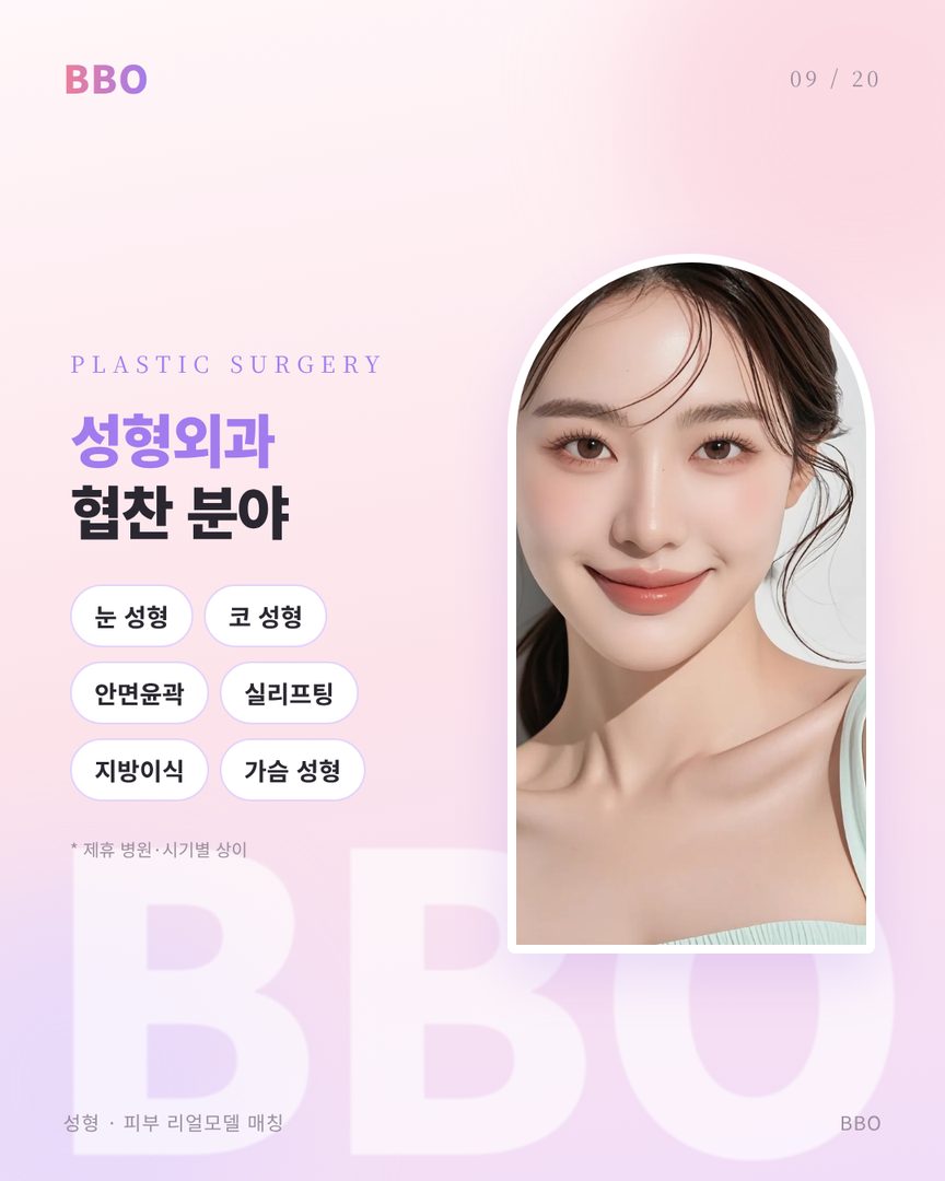 성형외과 협업 분야 예시 (제휴 병원·시기별 상이)